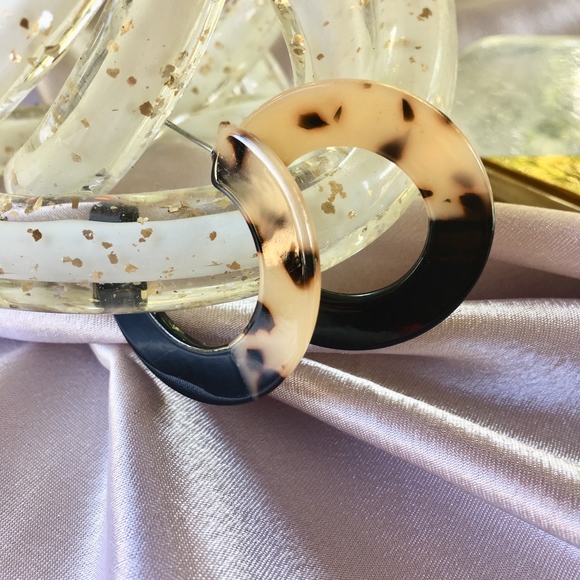 Color Block Leopard Acrylic Tortoise Shell Earring - Picture 2 of 6